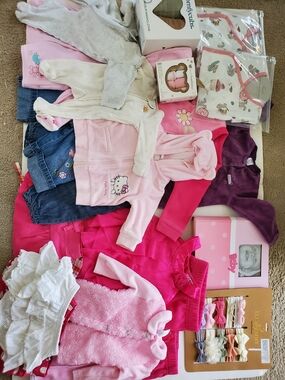 60 Piece Bundle Baby Girl Pink Clothing & Accessories